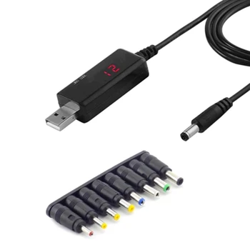 USB 5V Į 12V 9V Maitinimo Kabelis USB Jack Adapteris, Laidas Usb Padidinti Maitinimo Laido Kelvedžio 2.1x5.5mm, 8 Lizdai
