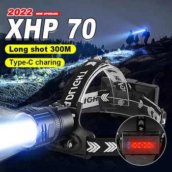 Didelės Galios Žibintai LED Žibintuvėlis Naujas XHP70 18650 Baterijos Įkrovimo Medžioklė Žvejyba, Kempingas Kelionės Žibintų Darbo Lemputė