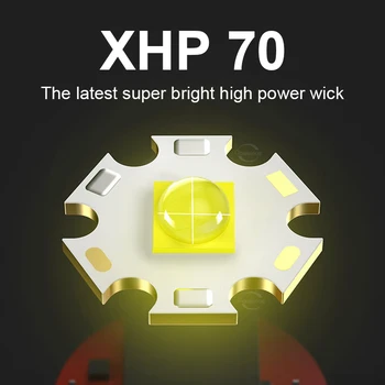 Didelės Galios Žibintai LED Žibintuvėlis Naujas XHP70 18650 Baterijos Įkrovimo Medžioklė Žvejyba, Kempingas Kelionės Žibintų Darbo Lemputė