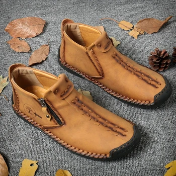 KEZZLY Karšto stiliaus vyriški rankų darbo odiniai batai mados atsitiktinis vyriški batai Gamyklos tiesioginio pardavimo gali būti siunčiami vardu vyriški batai