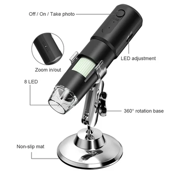 Didinimas Reguliuojamas Endoskopą WIFI 50x Iki 1000x Skaitmeninis Elektroninis Mikroskopas su 8 Led 