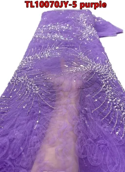 Naujausi Aukštos Kokybės Vestuvių Suknelė 5Yards prancūzijos Tiulio Nigerijos Net Nėriniai,Afrikos Akių Su Blizgančiais Nėrinių Audinio TL10070JY