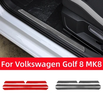 Volkswagen VW Golf 8 MK8 2020 2021 Auto Durų Slenksčio Raštas Apdailos Lipdukai Padengti Anglies Pluošto Automobilio Interjero Priedai