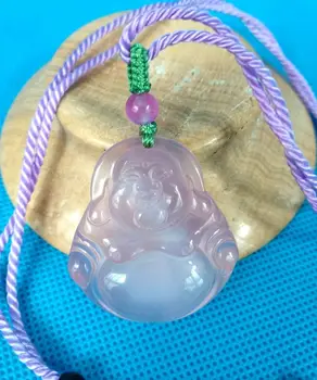 Gamtos purply calcedony Jade Amuletas Palaiminti saugos Pakabukas chalcedony Buda talismanas