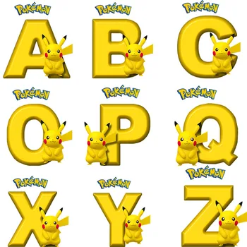 Pokemon Pikachu Anime Lopai Drabužių 26 lietuvių Raidės 