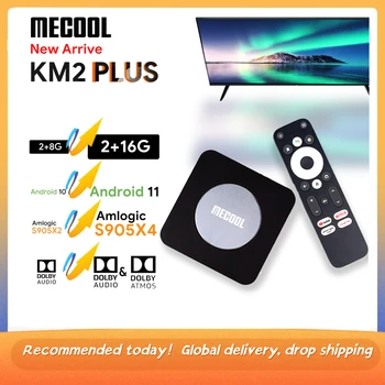 Originalus Mecool Android TV Box KM2 Plius 4K Amlogic S905X4 2G DDR4 Ethernet, WiFi Multi-streamer HDR 0 TVBOX Namų Set Top Box