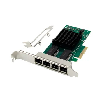 Quad-Port PCI-E Gigabit ethernet Tinklo plokštė PCI-E X1 I350-T4 RJ45 Tinklo Serveryje Kortelės Darbalaukio Minkštas Gigabit Tinklo Maršrutizatorius