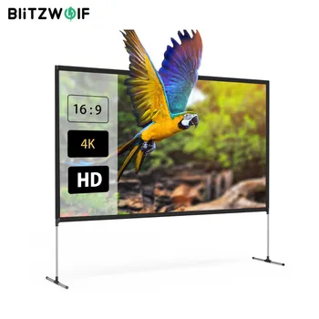 BlitzWolf BW-VS6 80/100-Colių Projektoriaus Ekranas 4K Rezoliucija 16:9, Sulankstomas Anti-Raukšlėtis Lengvas Montavimas Lauko Kino Ekrano