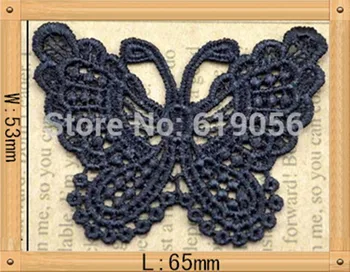LP - 093 nailono siūlų juoda ir balta drugelis nėrinių audinio, drabužių priedai, tekstilės gaminiai, pleistrai, 53 mm pločio, 50 vnt/daug