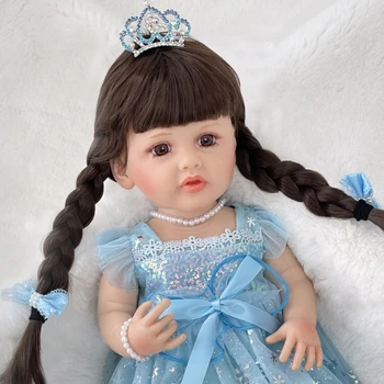 55cm Minkšto Silikono Vaikiška Mergaitė 3-D Gyvenimą, Pavyzdžiui, Švietimo Princesė Lėlės Vaikų Auklėjimas Žaidimas Žaislas