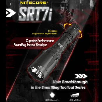 NITECORE SRT7i USB-C Įkrovimo Taktinis Žibintuvėlis SmartRing Tolygus Šviesumo Reguliavimas Troch Šviesos, 5000mAh Akumuliatorius