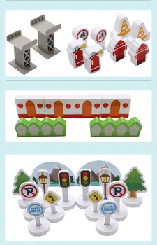 [Juokingi] 80pcs/set Mediniai Miesto Eismo Kelio geležinkelių automobilių mažų traukinį blokai žaislai vaikams, švietimo, žaislų, kūdikio gimtadienio dovana