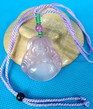 Gamtos purply calcedony Jade Amuletas Palaiminti saugos Pakabukas chalcedony Buda talismanas