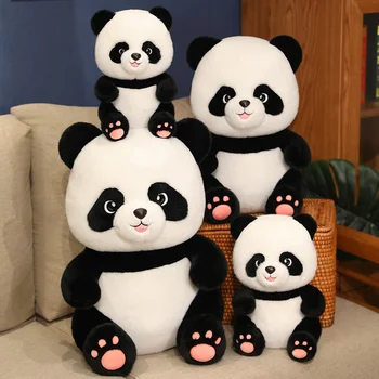 Animacinių Filmų Pėdsaką Giant Panda Pliušinis Žaislas Kawaii Įdaryti Rožinė Leteną Išdykęs, Mielas Panda Plushies Pagalvę, Lėlės, Minkšti Žaislai Vaikams Dovanos